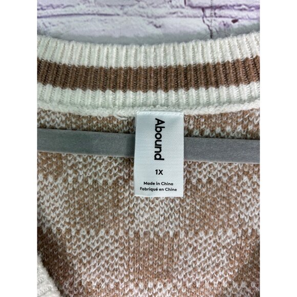 Abound Womens Sleeveless V-Neck Sweater Vest Tan & Ivory Check 1X - Picture 4 of 11